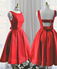 Load image into Gallery viewer, Red Homecoming Dress 2023 Short Jewel Neck Sleeveless Satin