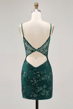 Load image into Gallery viewer, Sparkly Sequins Dark Green Corset Bodycon Backless Homecoming Dress
