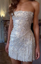 Load image into Gallery viewer, Sequin Homecoming Dress 2026 Mini Dress with Pearl