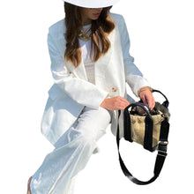Load image into Gallery viewer, White Linen Women's Suits 2 Pieces Blazer Pants 2023 Business Two Buttons Casual Suit Sets