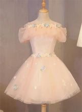 Load image into Gallery viewer, Cute Homecoming Dress 2023 Short Floral Off the Shoulder Tulle