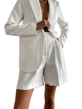 Load image into Gallery viewer, White Women's Suits 2 Pieces Blazer Short Pants 2023 Elegant Solid Color Casual Suit Sets
