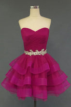 Load image into Gallery viewer, Fuchisa Homecoming Dress 2023 Short Strapless Tulle Tiered