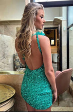 Load image into Gallery viewer, Unique Homecoming Dress 2023 Short One-shoulder Sequin with Feathers