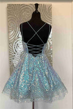 Load image into Gallery viewer, Cute Homecoming Dress 2023 Short Spaghetti Straps Sequin