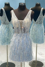 Load image into Gallery viewer, Black Women Homecoming Dress 2023 Short V Neck Sleeveless Sequin