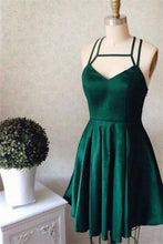 Load image into Gallery viewer, Dark Green Homecoming Dress 2023 Short Halter Neck Satin