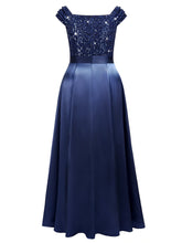 Load image into Gallery viewer, Navy Blue Sparkly Sequins A Line Plus Size Mother of the Bride Dress Cap Sleeves