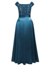 Load image into Gallery viewer, Navy Blue Sparkly Sequins A Line Plus Size Mother of the Bride Dress Cap Sleeves
