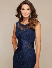 Load image into Gallery viewer, Navy Blue Mother of the Bride Dresses Mermaid Tulle Wedding Guest Dress Lace Beaded Formal Dress