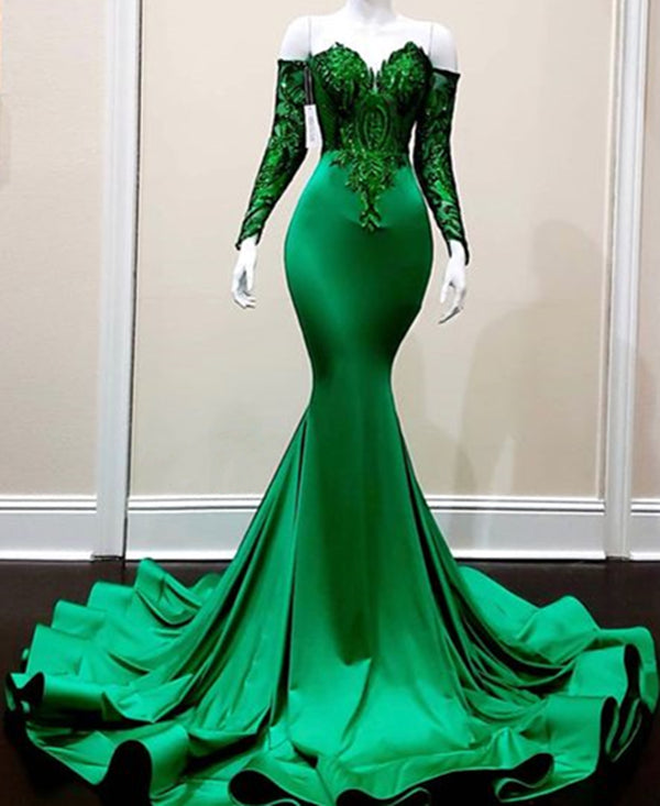 Black Girl Prom Dress 2024 Mermaid with Long Sleeves DCdress