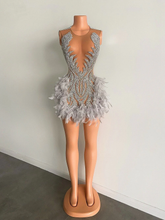 Load image into Gallery viewer, Black Girl Homecoming Dress 2024 with Feathers