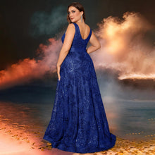 Load image into Gallery viewer, Burgundy V Neck A Line Plus Size Mother of the Bride Dress with Sequin Appliques