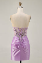 Load image into Gallery viewer, Sparkly Grey Green Strapless Tight Bodycon Homecoming Dress with Sequin Appliques