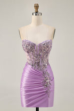 Load image into Gallery viewer, Sparkly Grey Green Strapless Tight Bodycon Homecoming Dress with Sequin Appliques
