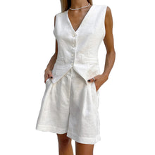 Load image into Gallery viewer, White Linen Women&#39;s Elegant Pants Vests 2023 Business Casual Suit Sets
