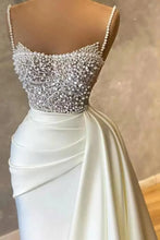 Load image into Gallery viewer, Long Mermaid Spaghetti Straps beaded Satin Formal Prom Dresses