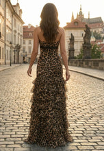 Load image into Gallery viewer, leopard print Sleeveless Strapless Ruffles Mermaid Prom Dress