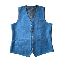 Load image into Gallery viewer, Blue Plaid Men&#39;s Vest for Groomsmen Wedding Party Formal Casual Waistcoat
