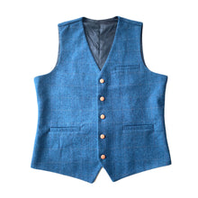 Load image into Gallery viewer, Blue Plaid Men's Vest for Groomsmen Wedding Party Formal Casual Waistcoat