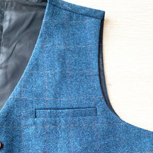Load image into Gallery viewer, Blue Plaid Men's Vest for Groomsmen Wedding Party Formal Casual Waistcoat