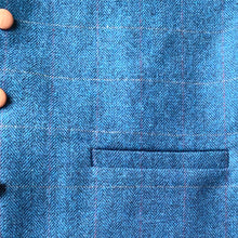 Load image into Gallery viewer, Blue Plaid Men's Vest for Groomsmen Wedding Party Formal Casual Waistcoat