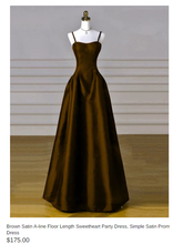 Load image into Gallery viewer, Wine Red Straps A-line Floor Length Simple Satin Prom Dress