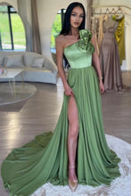 Load image into Gallery viewer, A-Line Chiffon Long Strapless Prom Dress with Split Front