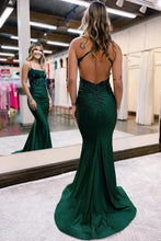 Load image into Gallery viewer, Long Mermaid Spaghetti Straps Straps Lace Backless Formal Prom Dresses