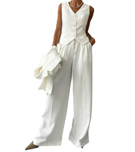 Load image into Gallery viewer, White Women's Elegant Pants Vest 2023 Formal Business Casual Suit Sets