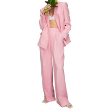 Load image into Gallery viewer, Pink Women's Suits 2 Pieces Blazer Pants 2023 Business Solid Color Casual Suit Sets