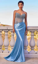Load image into Gallery viewer, Beaded Corset Sweetheart Neck Satin pleated Mermaid Prom Gown