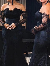 Load image into Gallery viewer, Mermaid Evening Gown Formal Wedding Party Chapel Train Long Sleeve Off The Shoulder Lace Prom Dress