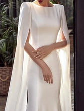 Load image into Gallery viewer, Formal Wedding Guest Court Train Jewel Neck Capes Chiffon Mermaid Prom Dresses With Shawl 2026