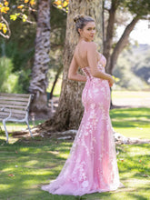 Load image into Gallery viewer, Sweetheart Neck Lace Applique Mermaid Tulle Prom Dress Wiht Beaded