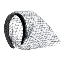 Load image into Gallery viewer, Black Headband Veil for Brides Netting Wide with Crystals