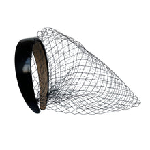 Load image into Gallery viewer, Birdcage Veil for Brides Black/White Netting Wide Glossy
