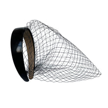 Load image into Gallery viewer, Birdcage Veil for Brides Black/White Netting Wide Glossy
