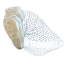 Load image into Gallery viewer, Headband Veil for Girls White/Black Netting Rose Velvet Plicated