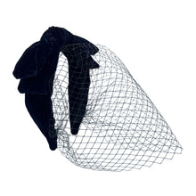 Load image into Gallery viewer, Birdcage Veil for Brides Black/Burgundy/Navy Blue Netting with Bow