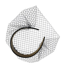 Load image into Gallery viewer, Birdcage Veil for Brides Black/White Netting Wide Glossy