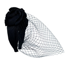 Load image into Gallery viewer, Headband Veil for Girls White/Black Netting Rose Velvet Plicated