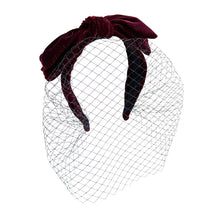 Load image into Gallery viewer, Birdcage Veil for Brides Black/Burgundy/Navy Blue Netting with Bow