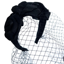 Load image into Gallery viewer, Headband Veil for Girls White/Black Netting Rose Velvet Plicated