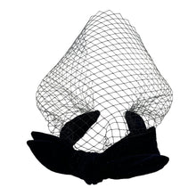 Load image into Gallery viewer, Birdcage Veil for Brides Black/Burgundy/Navy Blue Netting with Bow
