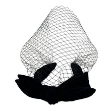 Load image into Gallery viewer, Birdcage Veil for Brides Black/Burgundy/Navy Blue Netting with Bow
