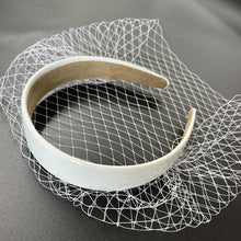 Load image into Gallery viewer, Birdcage Veil for Brides Black/White Netting Wide Glossy