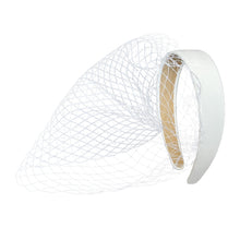 Load image into Gallery viewer, Birdcage Veil for Brides Black/White Netting Wide Glossy