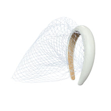 Load image into Gallery viewer, Headband Veil for Bride Wedding White/Black Wide Leathery