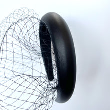 Load image into Gallery viewer, Headband Veil for Bride Wedding White/Black Wide Leathery